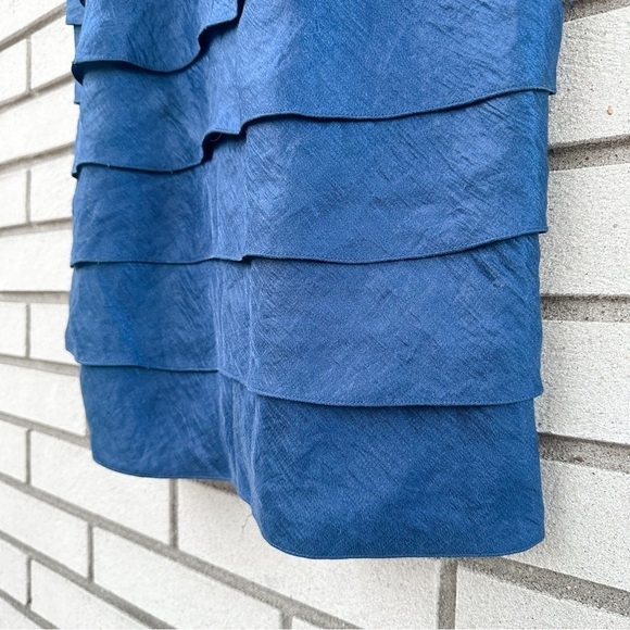 ADRIANNA PAPELL Occasions Blue Embroidered Tiered Dress Cocktail - Picture 7 of 10